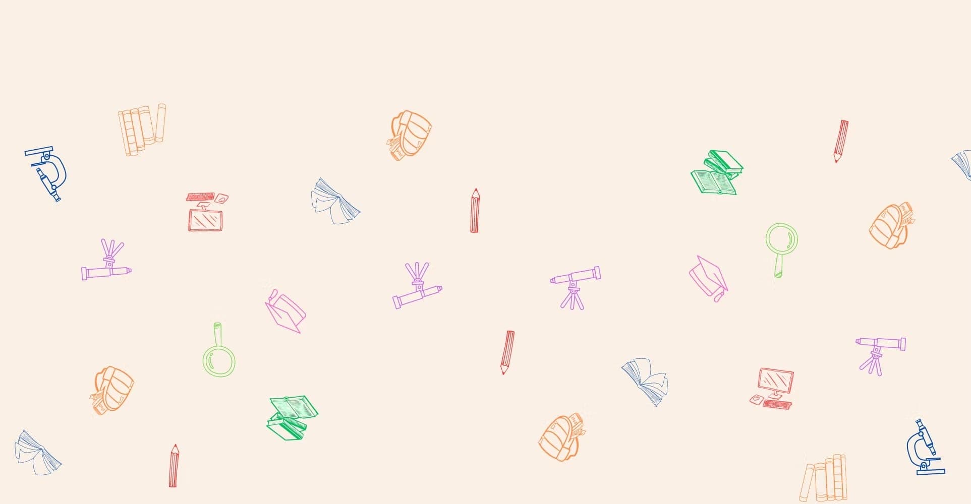 gold background with school-supplies doodle pattern
